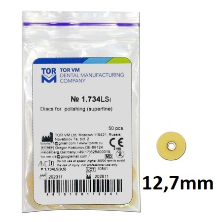 Krążki polerskie na standardową mandrelkę na rynku (op.50 szt.) 12,7 mm - superfine (1.734LS) - TOR VM