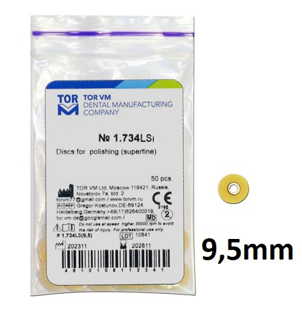 Krążki polerskie na standardową mandrelkę na rynku (op.50 szt.) 9,5 mm - superfine (1.734LS) - TOR VM